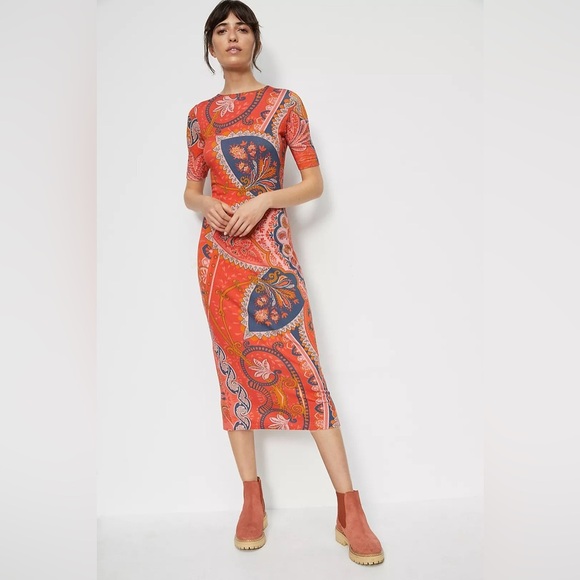 Farm Rio Giannina Knit Midi Dress Size Extra Small - Picture 1 of 9